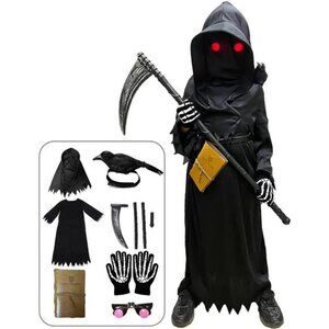 Halloween Costumes for Boys Grim Reaper Costume Kids Set Scary Ghost Cospla